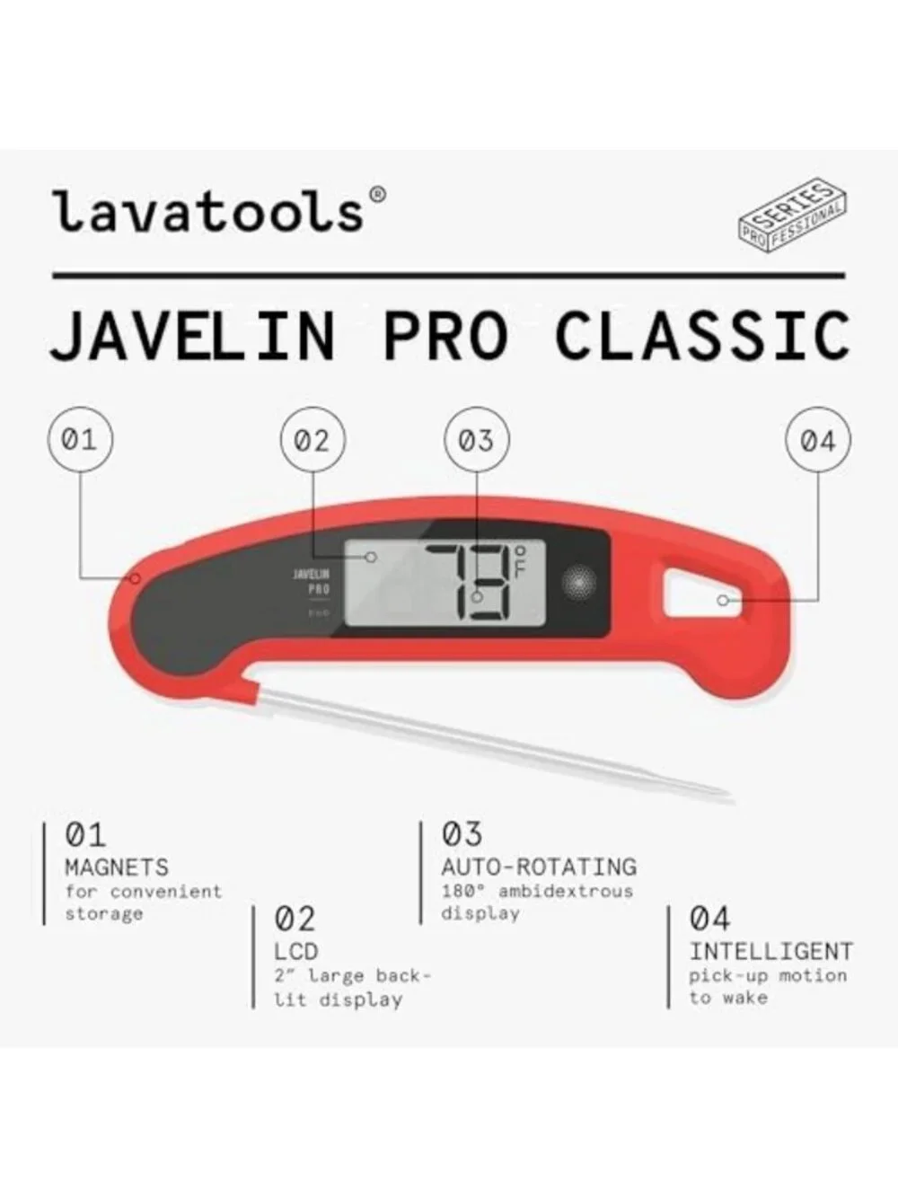 Ultra-Fast 2-Second Digital Meat Thermometer for Grill & Cooking, Backlit, Water